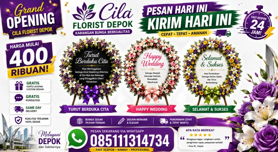 Karangan Bunga Depok Gratis Ongkir Area Kota dan Sekitarnya