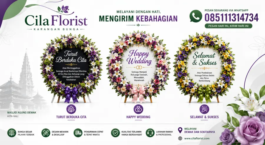 Karangan Bunga Duka Cita Demak dengan Pengiriman Tepat Waktu