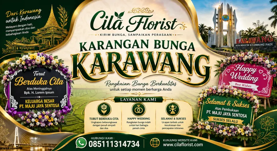 Karangan Bunga Happy Wedding Karawang dengan Desain Elegan | Cila Florist