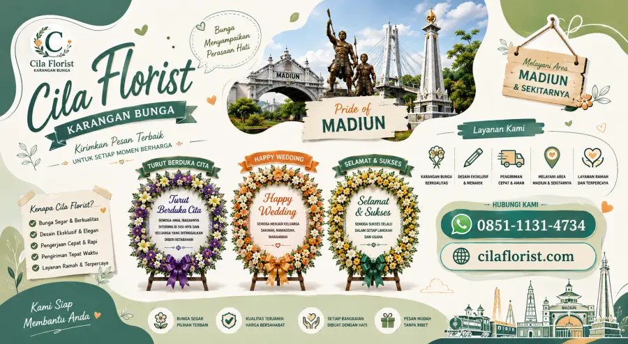 Karangan Bunga Madiun untuk Duka Cita, Happy Wedding, dan Selamat & Sukses