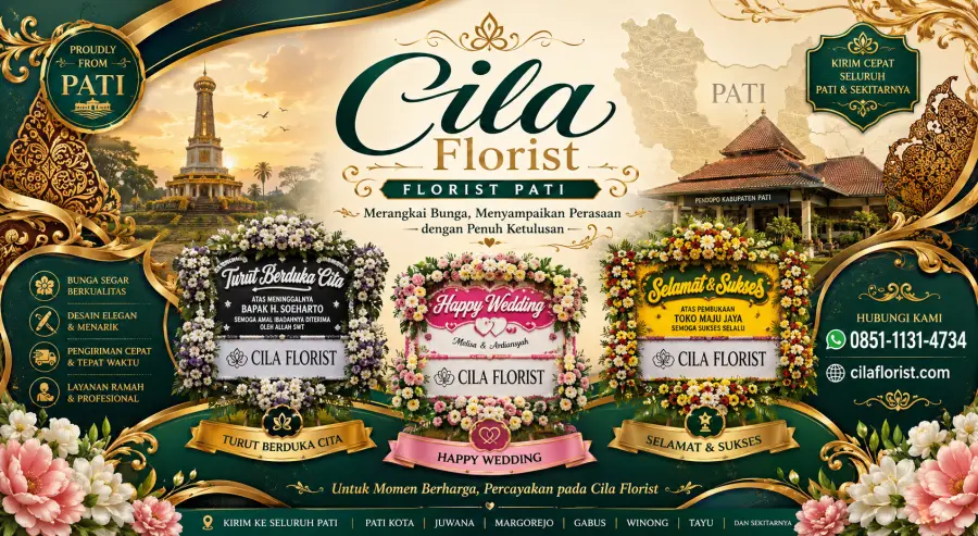 Karangan Bunga Pati untuk Duka Cita dengan Desain Sopan dan Berkelas