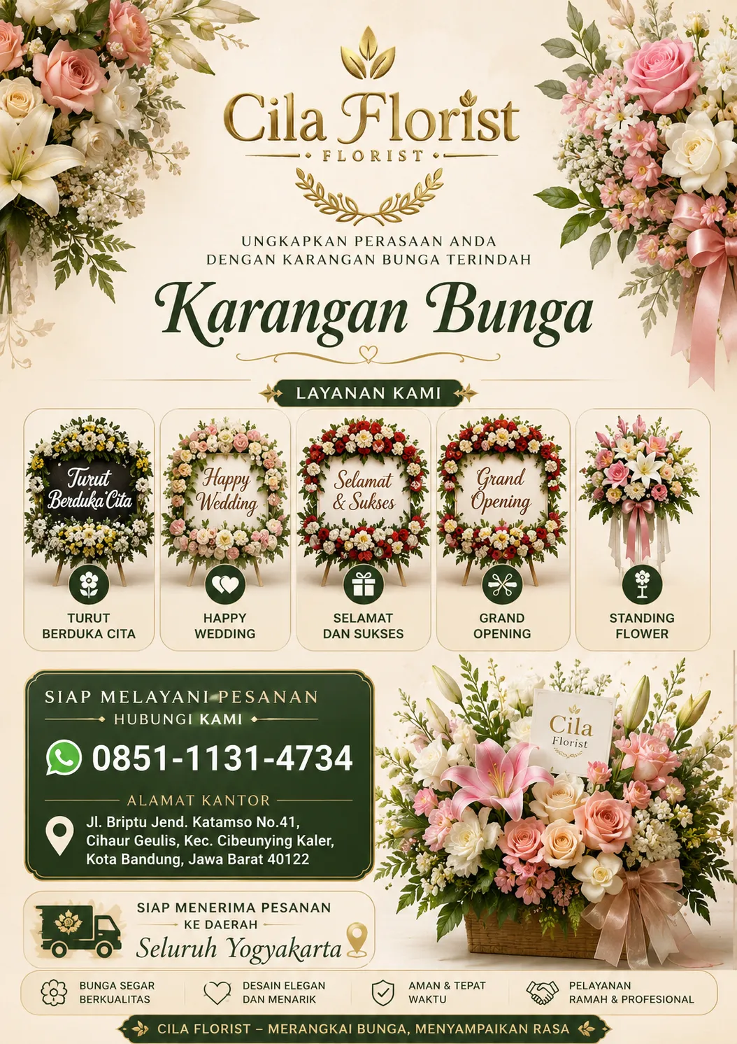 Toko Papan Bunga Yogyakarta untuk Wedding dan Duka Cita